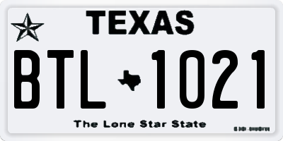 TX license plate BTL1021