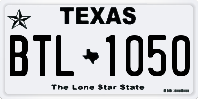 TX license plate BTL1050