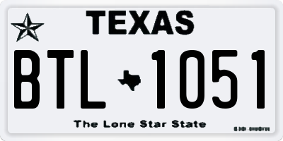 TX license plate BTL1051