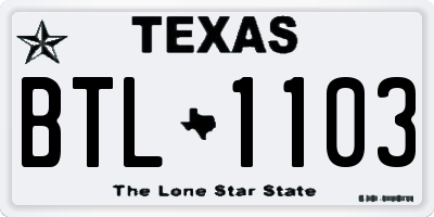 TX license plate BTL1103