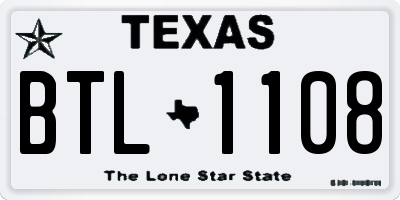 TX license plate BTL1108