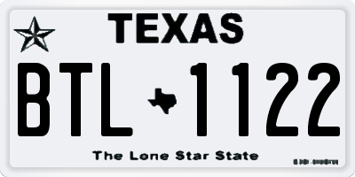 TX license plate BTL1122