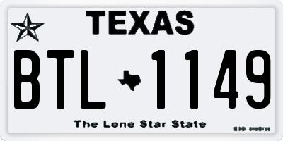 TX license plate BTL1149