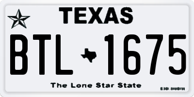 TX license plate BTL1675