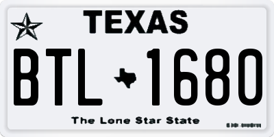 TX license plate BTL1680