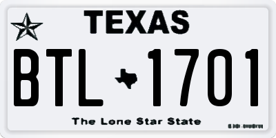 TX license plate BTL1701