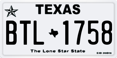 TX license plate BTL1758