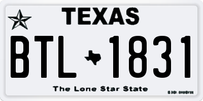 TX license plate BTL1831