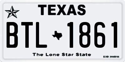 TX license plate BTL1861