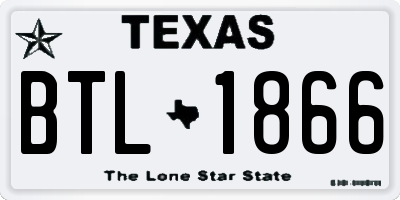 TX license plate BTL1866