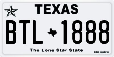 TX license plate BTL1888