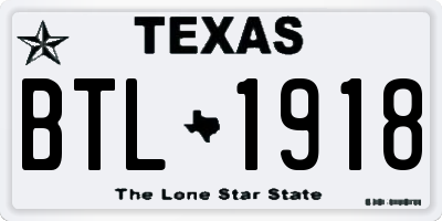 TX license plate BTL1918
