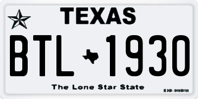 TX license plate BTL1930