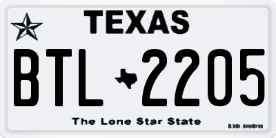 TX license plate BTL2205