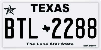 TX license plate BTL2288