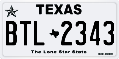 TX license plate BTL2343