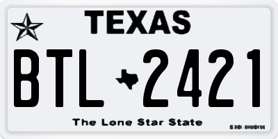 TX license plate BTL2421