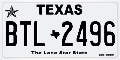 TX license plate BTL2496