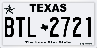 TX license plate BTL2721