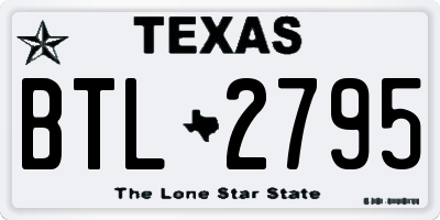 TX license plate BTL2795