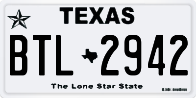 TX license plate BTL2942