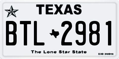 TX license plate BTL2981