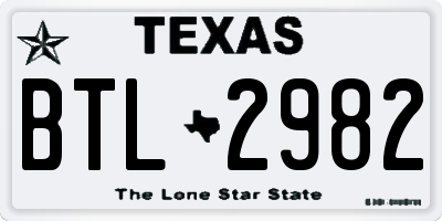 TX license plate BTL2982