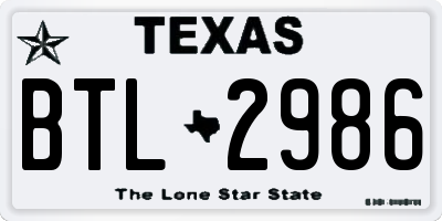 TX license plate BTL2986