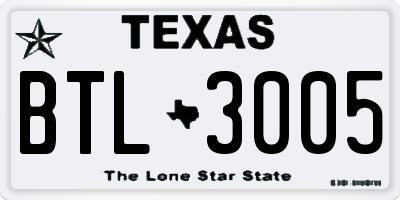 TX license plate BTL3005
