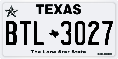 TX license plate BTL3027