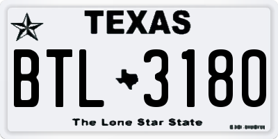 TX license plate BTL3180