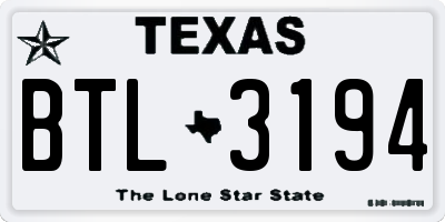 TX license plate BTL3194