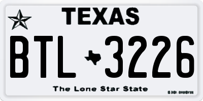 TX license plate BTL3226