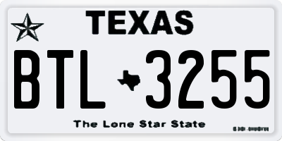 TX license plate BTL3255