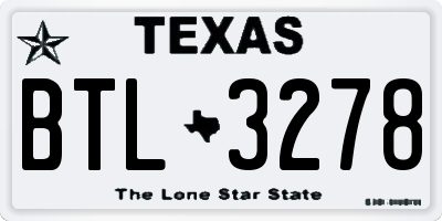 TX license plate BTL3278