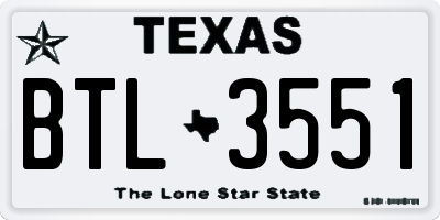 TX license plate BTL3551