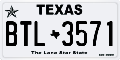 TX license plate BTL3571