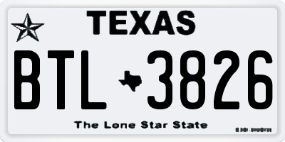 TX license plate BTL3826