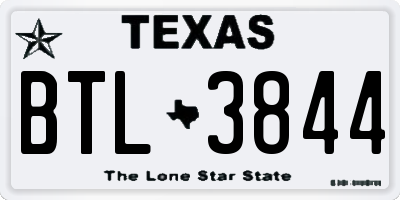 TX license plate BTL3844