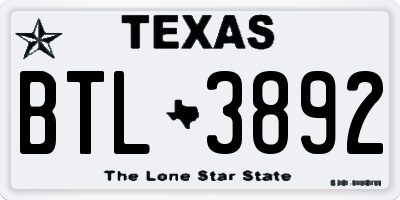 TX license plate BTL3892