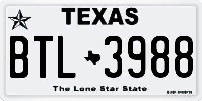 TX license plate BTL3988