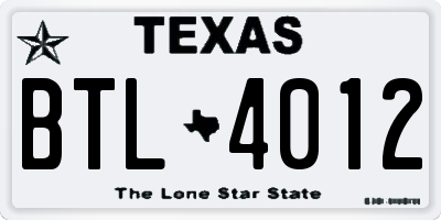 TX license plate BTL4012