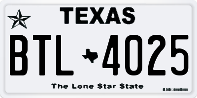 TX license plate BTL4025