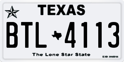 TX license plate BTL4113