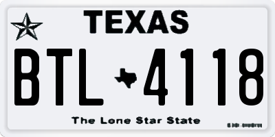 TX license plate BTL4118