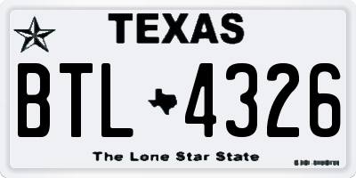TX license plate BTL4326
