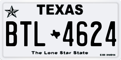 TX license plate BTL4624