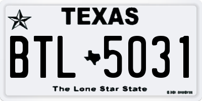 TX license plate BTL5031