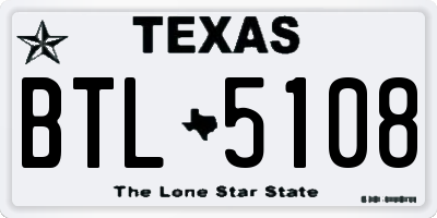 TX license plate BTL5108
