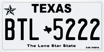 TX license plate BTL5222